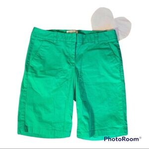 J. Crew Factory green Bermuda shorts with stretch